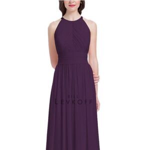 Bill Levkoff 1161 Bridesmaid Gown Dress Formal Open Back Halter Women’s 8 Purple